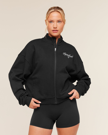 Script Embroidery Oversized Zip Through